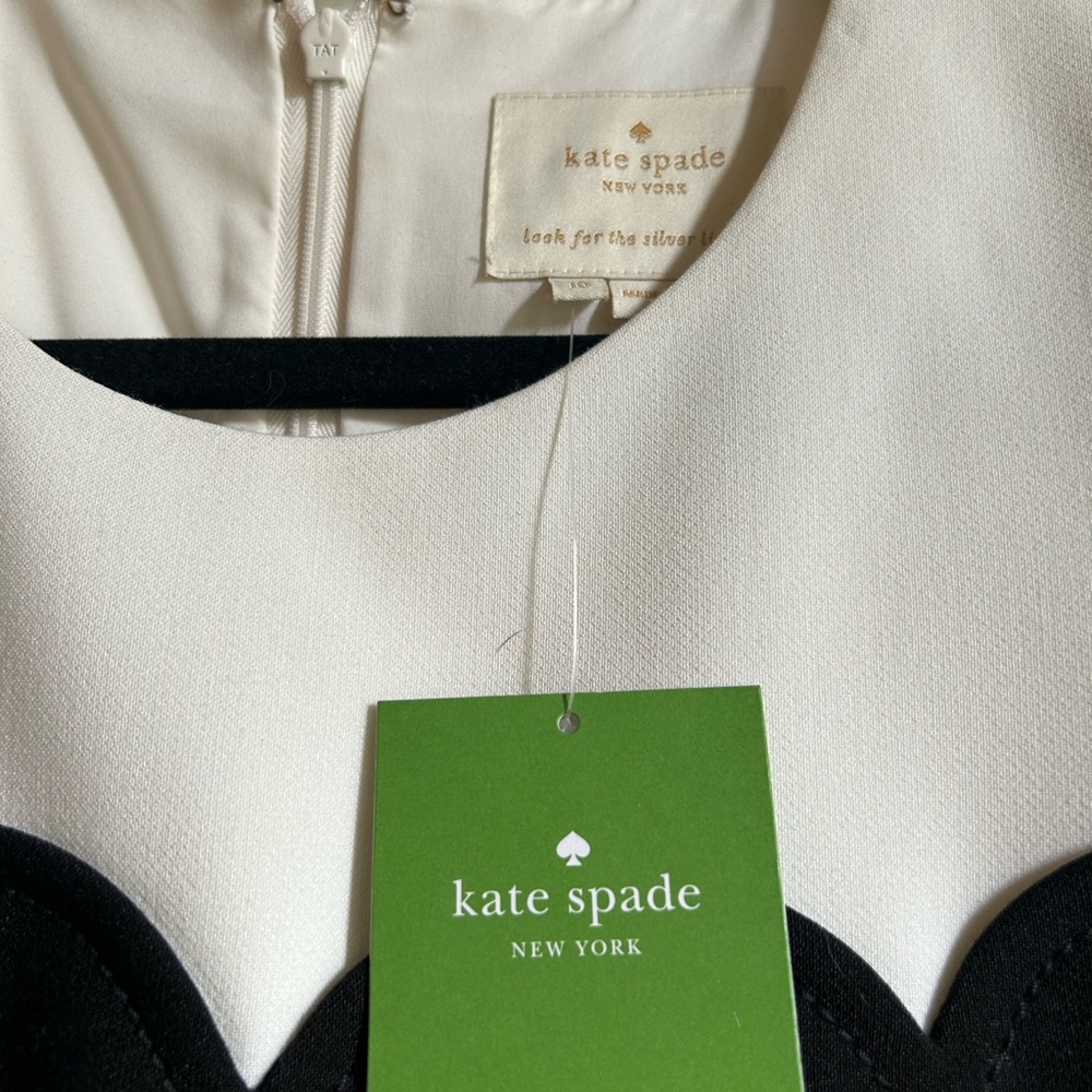 Kate Spade Black Scallop Mini Dress Sleeveless Crew Neck - Picture 2 of 3